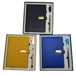 Coffret USB16G+Note Book+Stylo (2506  Noir/Bleu/Doré)