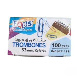 trombone colorés 33 mm 100pcs