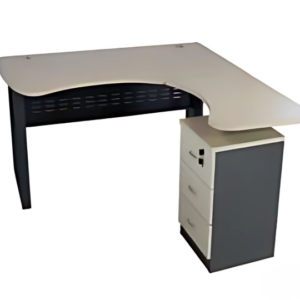 Bureau Secrétaire , 22mm, pied métal carré forme galbée + Caisson Porteur Galbe+3T  CPGE0001