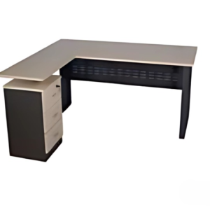 Bureau Secrétaire, 22mm, Pied Métal, Cache Jupe Métal +Caisson Porteur Carre+3T