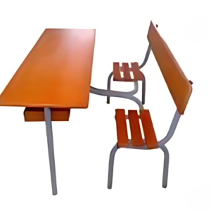 Banc Scolaire, N° 02/03  Bois Multiplié + Verni  Pied Epoxy T32