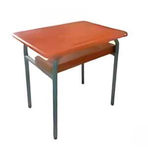 Table Prés Scolaire Mono Place, Bois Multiplié +Verni, Pied Epoxy T32